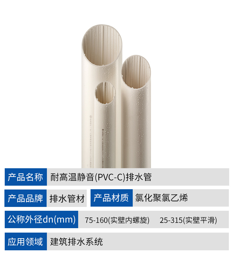 PVC-C耐高温静音排水管材(图2) PVC-C耐高温静音排水管材(图2)